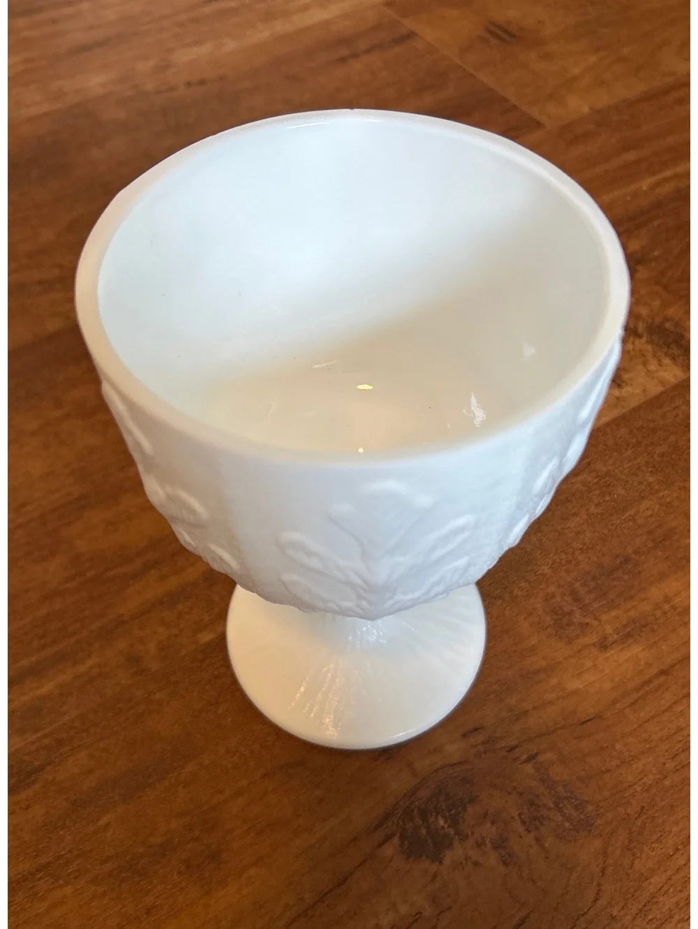 White Embossed Goblet with Leaf Pattern